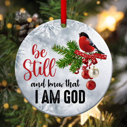 Bird Ceramic Circle Ornament - Have Faith In God - Christmas Decor - Funny Ornament