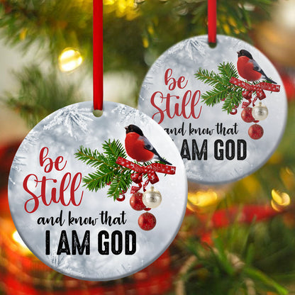 Bird Ceramic Circle Ornament - Have Faith In God - Christmas Decor - Funny Ornament