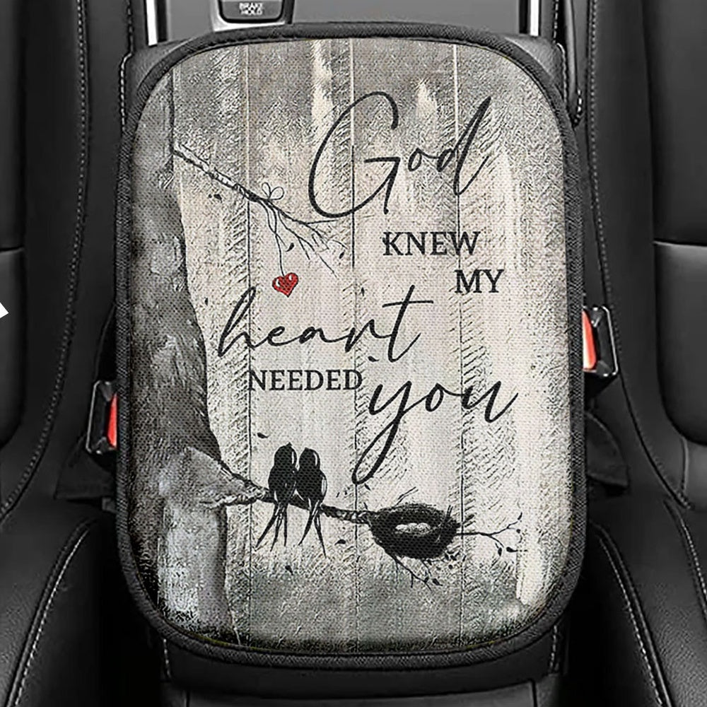 Bird God Knew My Heart Needed You Seat Box Cover, Bible Verse Car Center Console Cover, Inspirational Car Interior Accessories