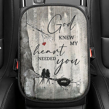 Bird God Knew My Heart Needed You Seat Box Cover, Bible Verse Car Center Console Cover, Inspirational Car Interior Accessories