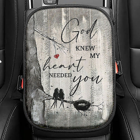 Bird God Knew My Heart Needed You Seat Box Cover, Bible Verse Car Center Console Cover, Inspirational Car Interior Accessories