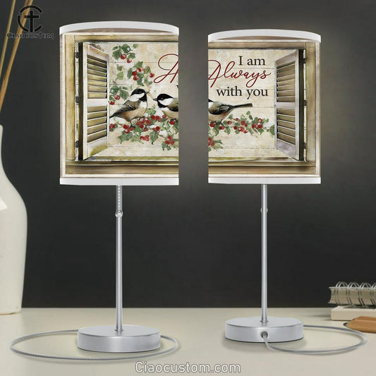 Bird I Am Always With You Large Table Lamp - Christian Lamp Art - Bible Verse Table Lamp Art