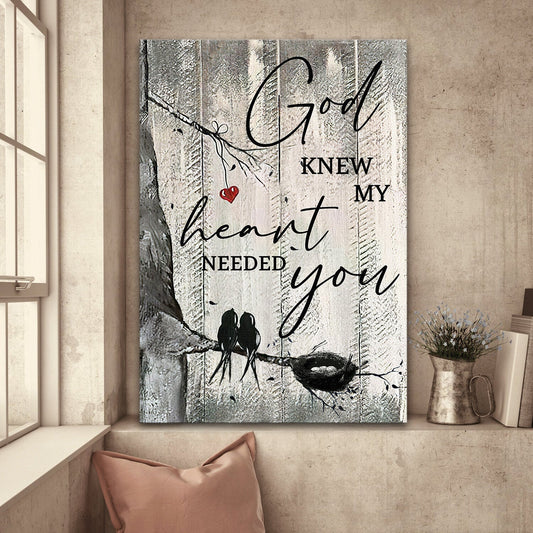 Bird Painting Old Tree God Knew My Heart Needed You Canvas Wall Art - Christian Gift