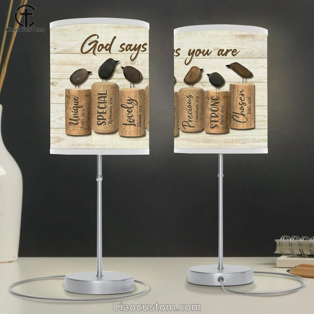 Bird Rock God Says You Are Table Lamp For Bedroom - Bible Verse Table Lamp - Religious Room Decor