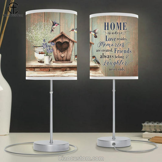 Birdhouse Hummingbird Home Is Where Love Resides Lamp Art Table Lamp - Christian Lamp Art - Religious Art
