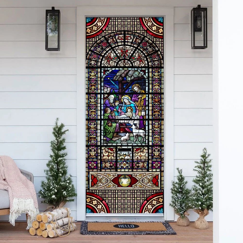 Birth Of Jesus Christ Door Cover - Religious Door Decorations - Christian Home Decor