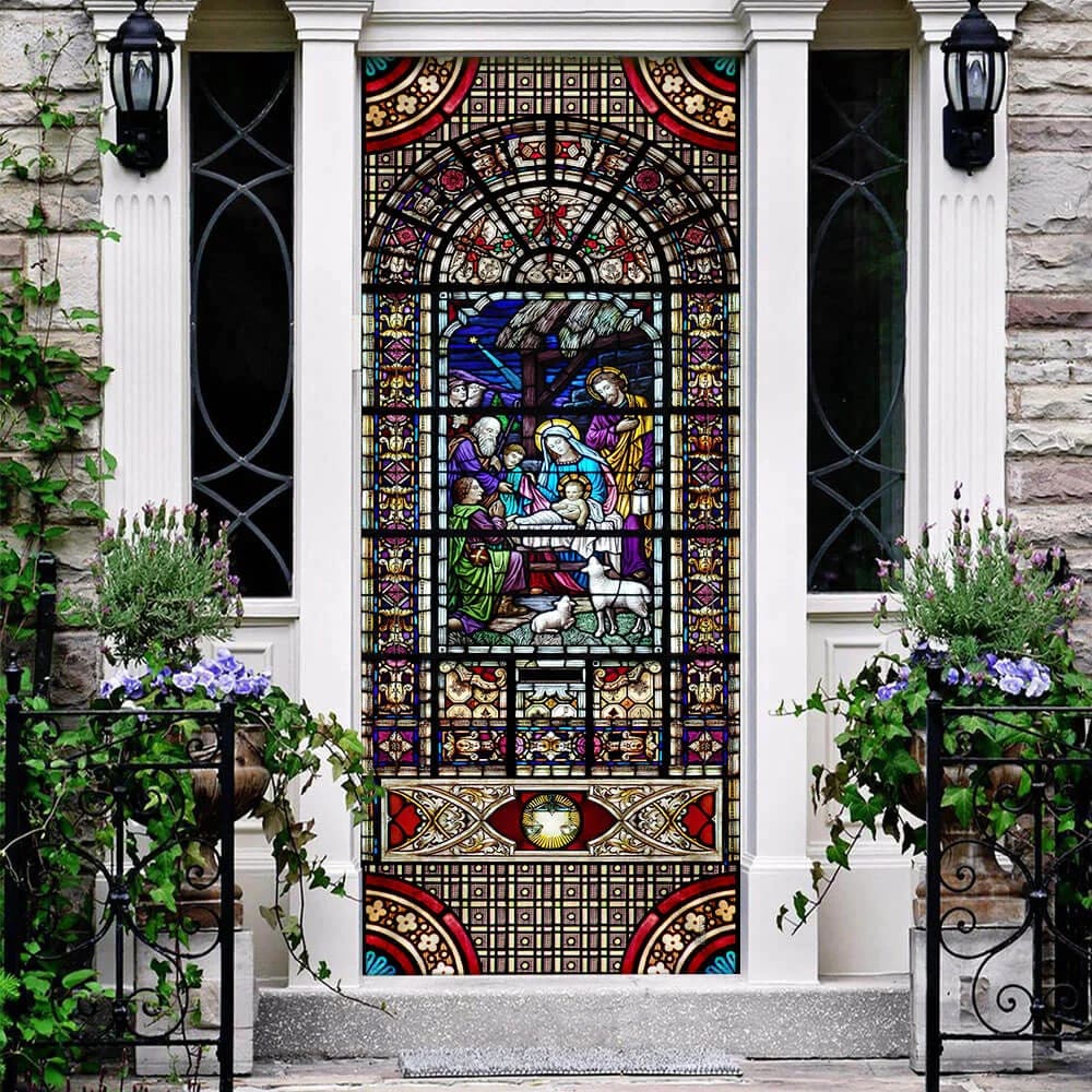 Birth Of Jesus Christ Door Cover - Religious Door Decorations - Christian Home Decor