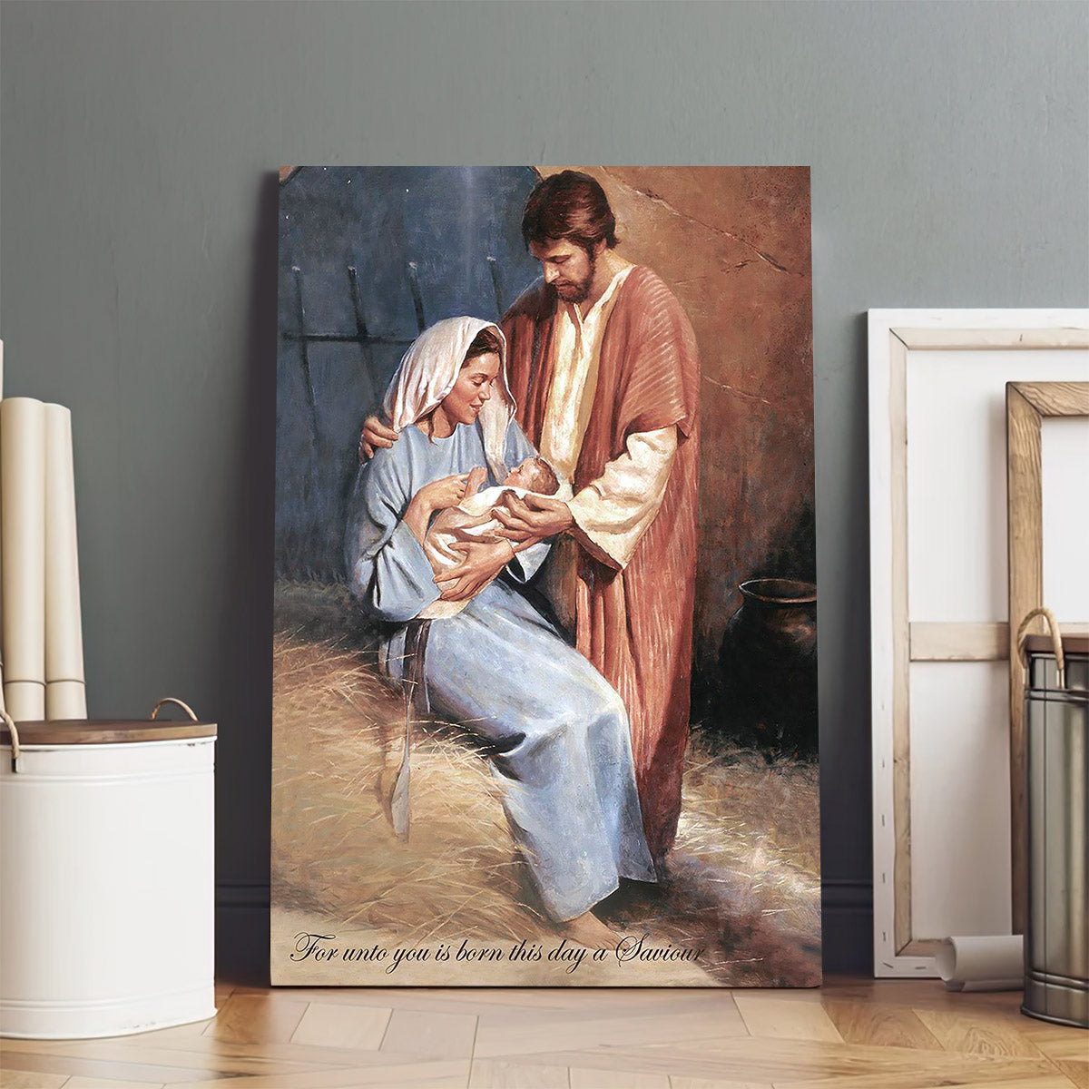 Birth Of Jesus Portrait Canvas Wall Art - Christmas Gift