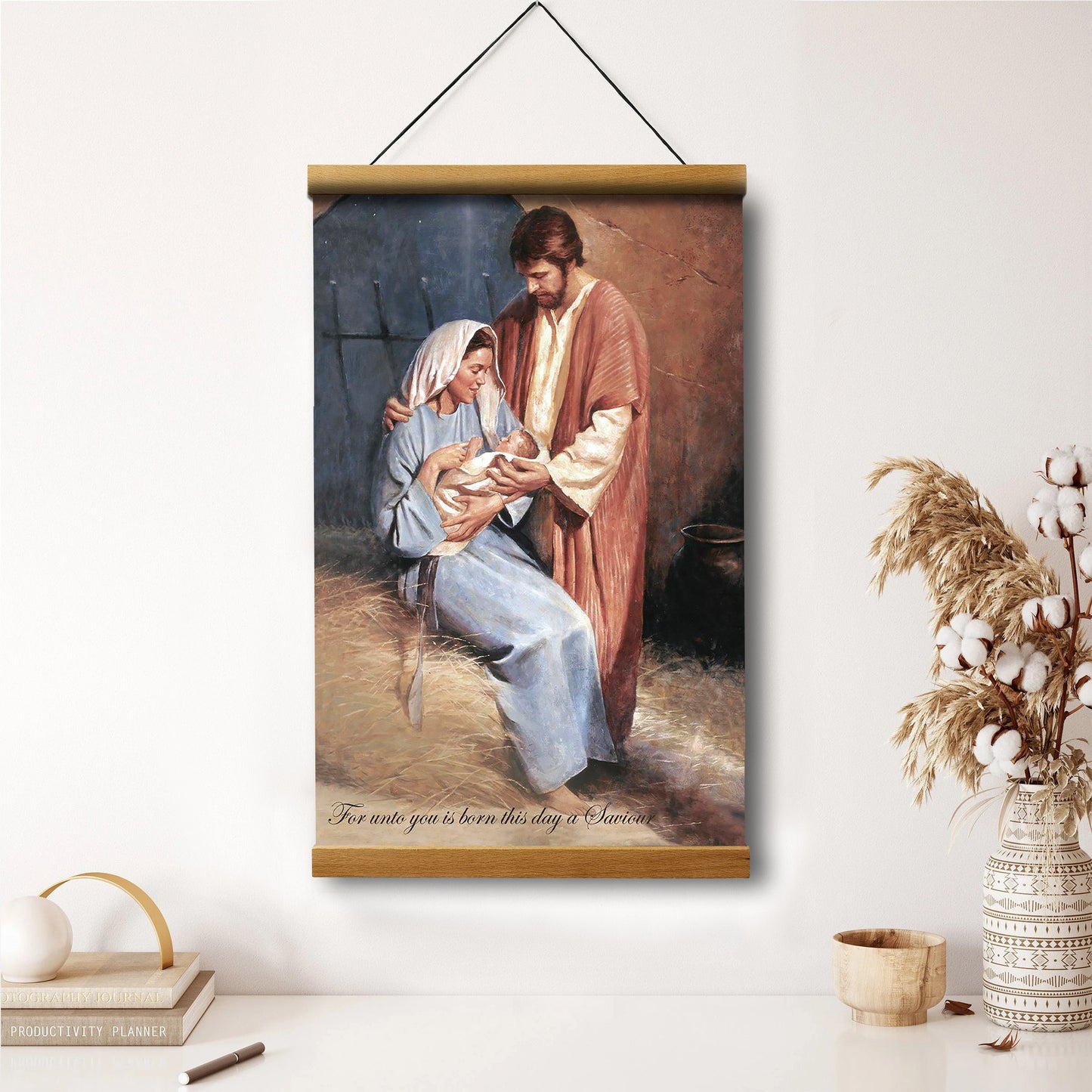 Birth Of Jesus Portrait Hanging Canvas Wall Art - Christmas Gift - Religious Canvas