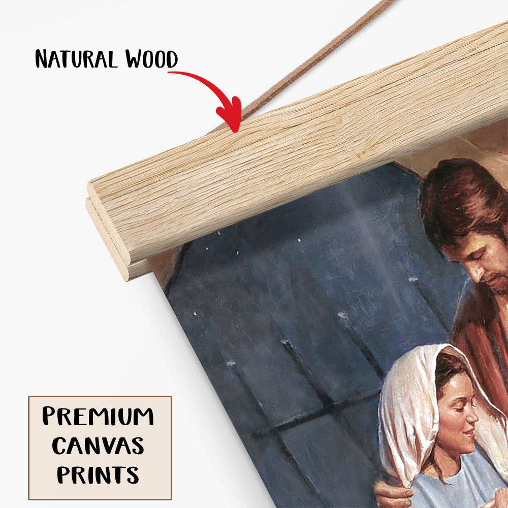 Birth Of Jesus Portrait Hanging Canvas Wall Art - Christmas Gift - Religious Canvas