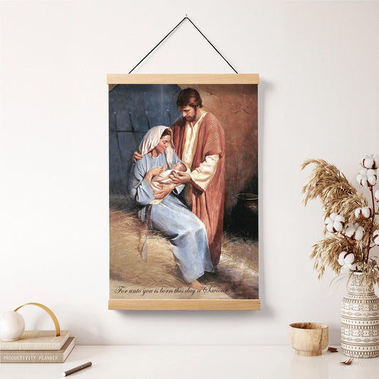 Birth Of Jesus Portrait Hanging Canvas Wall Art - Christmas Gift - Religious Canvas