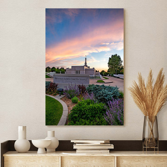 Bismark North Dakota Temple Sunset Canvas Pictures - Jesus Canvas Art - Christian Wall Art