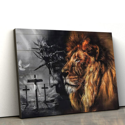 Black And White Jesus And Lion - Jesus Canvas Pictures - Christian Wall Art