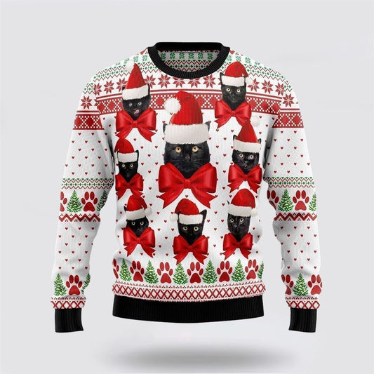 Black Cat Ball Ugly Christmas Sweater For Men And Women, Best Gift For Christmas, Christmas Fashion Winter