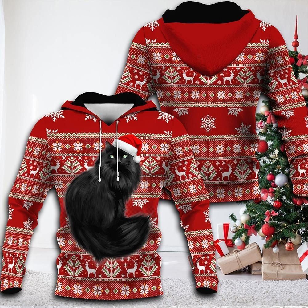 Black Cat Christmas 2 All Over Print 3D Hoodie For Men And Women, Best Gift For Cat lovers, Best Outfit Christmas