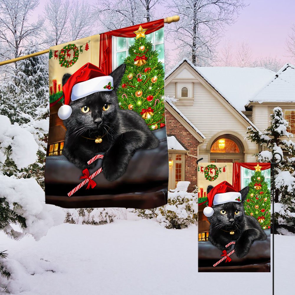 Black Cat Christmas Flag - Religious Christmas House Flags - Religious Christmas House Flags - Christmas Flags