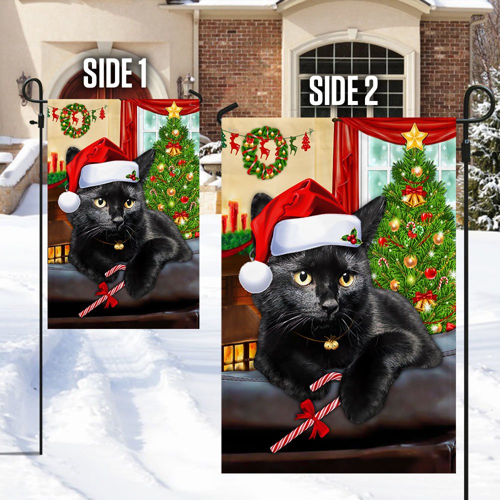 Black Cat Christmas Flag - Religious Christmas House Flags - Religious Christmas House Flags - Christmas Flags