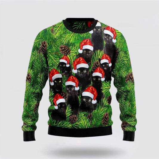 Black Cat Christmas Tree Ugly Christmas Sweater For Men And Women, Best Gift For Christmas, Christmas Fashion Winter