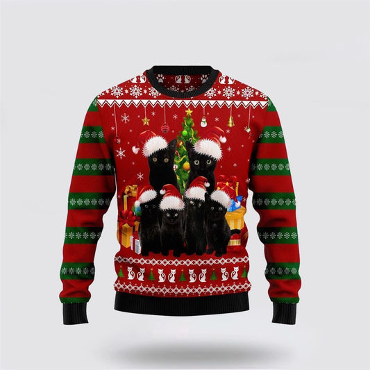 Black Cat Family Christmas Ugly Christmas Sweater For Men And Women, Best Gift For Christmas, Christmas Fashion Winter
