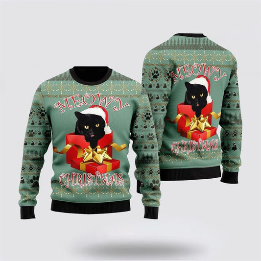 Black Cat Gift Sweater Meowy Christmas Ugly Christmas Sweater For Men And Women, Best Gift For Christmas, Christmas Fashion Winter