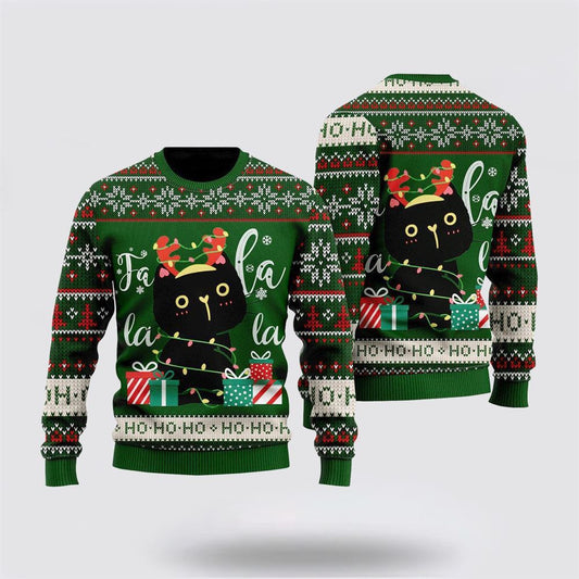 Black Cat Hohoho Ugly Christmas Sweater For Men And Women, Best Gift For Christmas, Christmas Fashion Winter