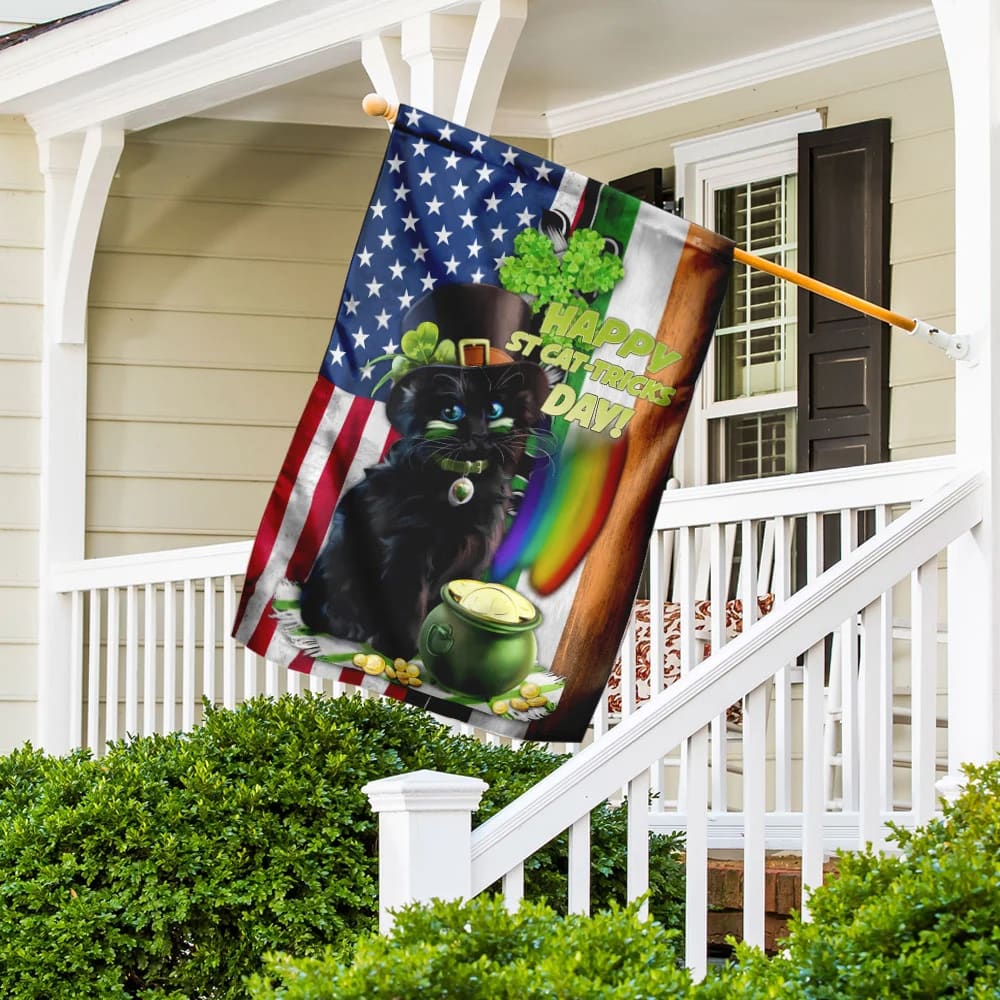Black Cat House Flag - St Patrick's Day Garden Flag - Outdoor St Patrick's Day Decor