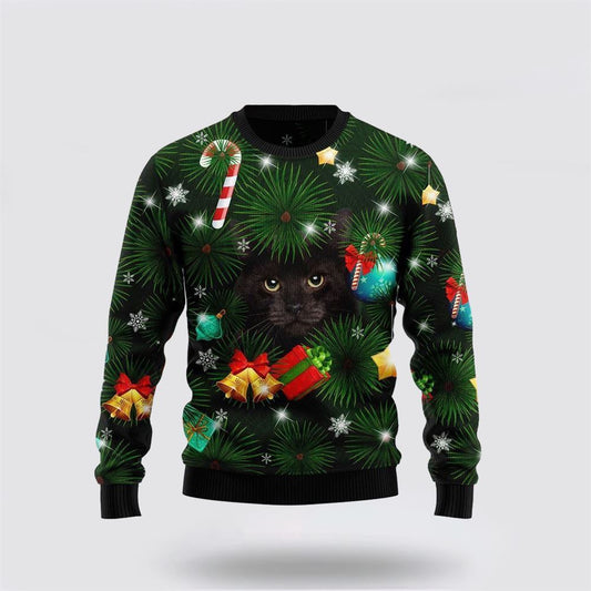 Black Cat Inside Tree Ugly Christmas Sweater For Men And Women, Best Gift For Christmas, Christmas Fashion Winter
