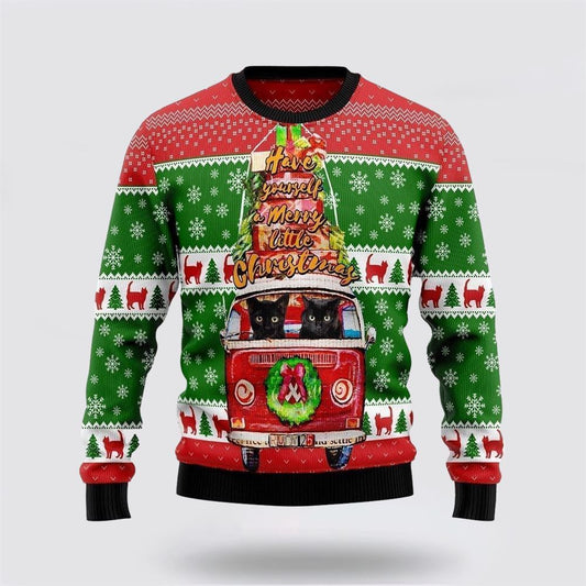 Black Cat Little Christmas Ugly Christmas Sweater For Men And Women, Best Gift For Christmas, Christmas Fashion Winter