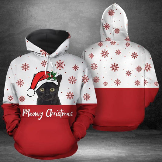 Black Cat Meowy Christmas All Over Print 3D Hoodie For Men And Women, Best Gift For Cat lovers, Best Outfit Christmas
