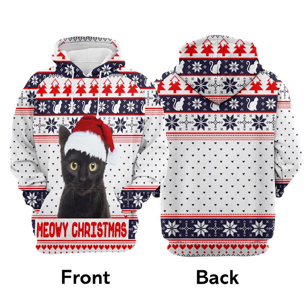 Black Cat Meowy Christmas All Over Print 3D Hoodie For Men And Women, Best Gift For Dog lovers, Best Outfit Christmas