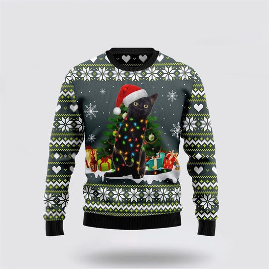 Black Cat Merry And Bright Ugly Christmas Sweater For Men And Women, Best Gift For Christmas, Christmas Fashion Winter
