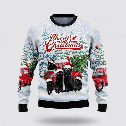 Black Cat Merry Christmas Ugly Christmas Sweater For Men And Women, Best Gift For Christmas, Christmas Fashion Winter