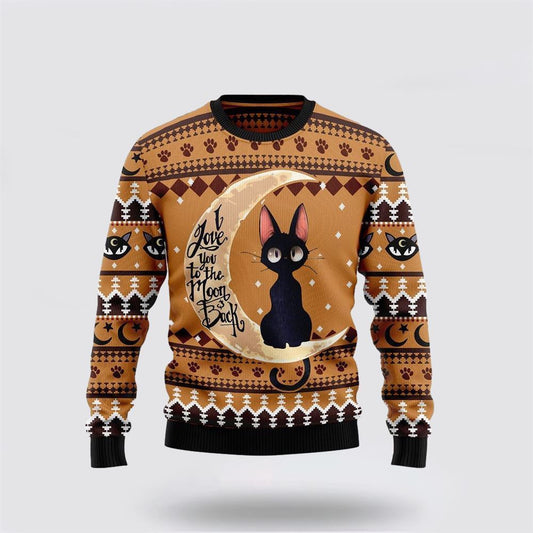 Black Cat Moon And Back Ugly Christmas Sweater For Men And Women, Best Gift For Christmas, Christmas Fashion Winter