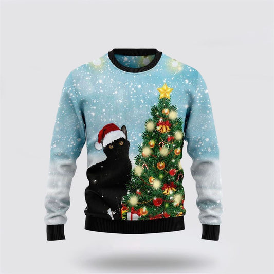 Black Cat Noel Tree Ugly Christmas Sweater For Men And Women, Best Gift For Christmas, Christmas Fashion Winter