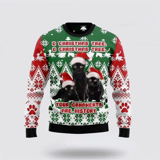 Black Cat Oh Christmas Tree Ugly Christmas Sweater For Men And Women, Best Gift For Christmas, Christmas Fashion Winter
