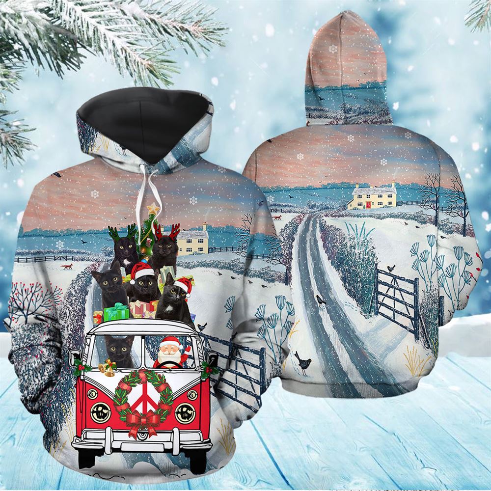 Black Cat Santa Christmas All Over Print 3D Hoodie For Men And Women, Best Gift For Cat lovers, Best Outfit Christmas