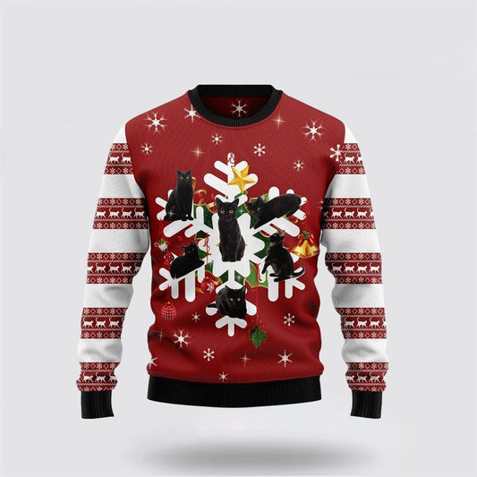 Black Cat Snowflake Ugly Christmas Sweater For Men And Women, Best Gift For Christmas, Christmas Fashion Winter