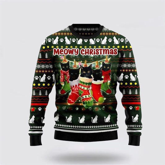 Black Cat Socks Ugly Christmas Sweater For Men And Women, Best Gift For Christmas, Christmas Fashion Winter