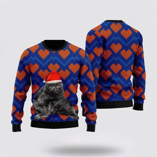 Black Cat Sweater In Heart Love Ugly Christmas Sweater For Men And Women, Best Gift For Christmas, Christmas Fashion Winter