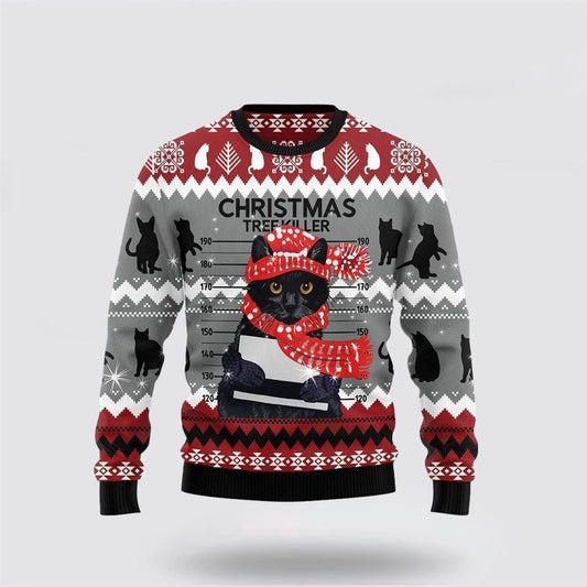 Black Cat Tree Killer Ugly Christmas Sweater For Men And Women, Best Gift For Christmas, Christmas Fashion Winter