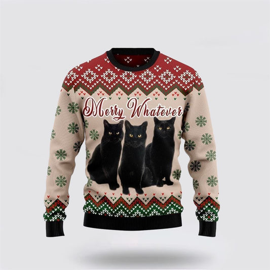 Black Cat Vintage Flower Ugly Christmas Sweater For Men And Women, Best Gift For Christmas, Christmas Fashion Winter