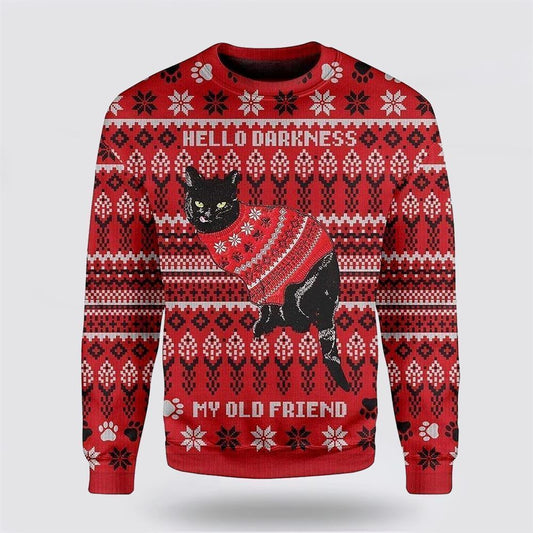 Black Cat Wear Red  Ugly Christmas Sweater For Men And Women, Best Gift For Christmas, Christmas Fashion Winter