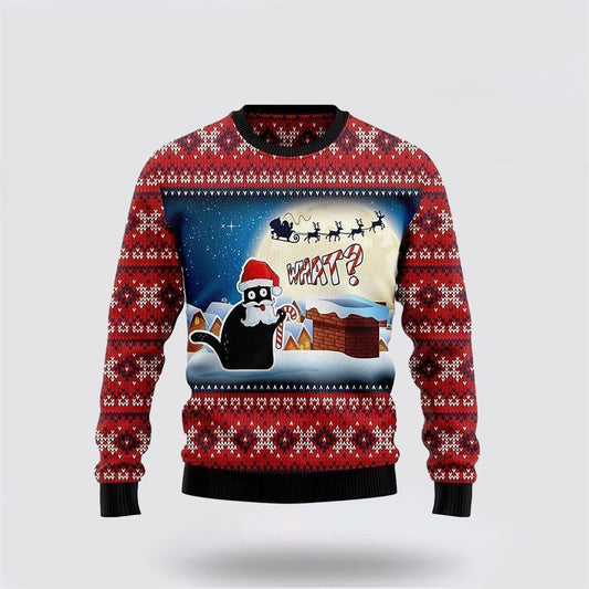 Black Cat What Chimney Ugly Christmas Sweater For Men And Women, Best Gift For Christmas, Christmas Fashion Winter