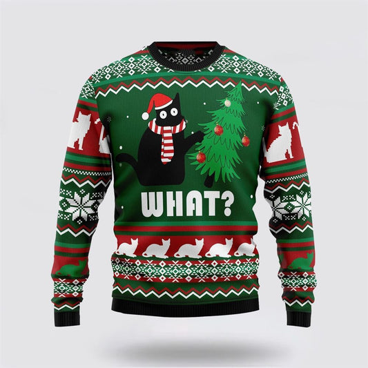Black Cat What Christmas Ugly Christmas Sweater For Men And Women, Best Gift For Christmas, Christmas Fashion Winter