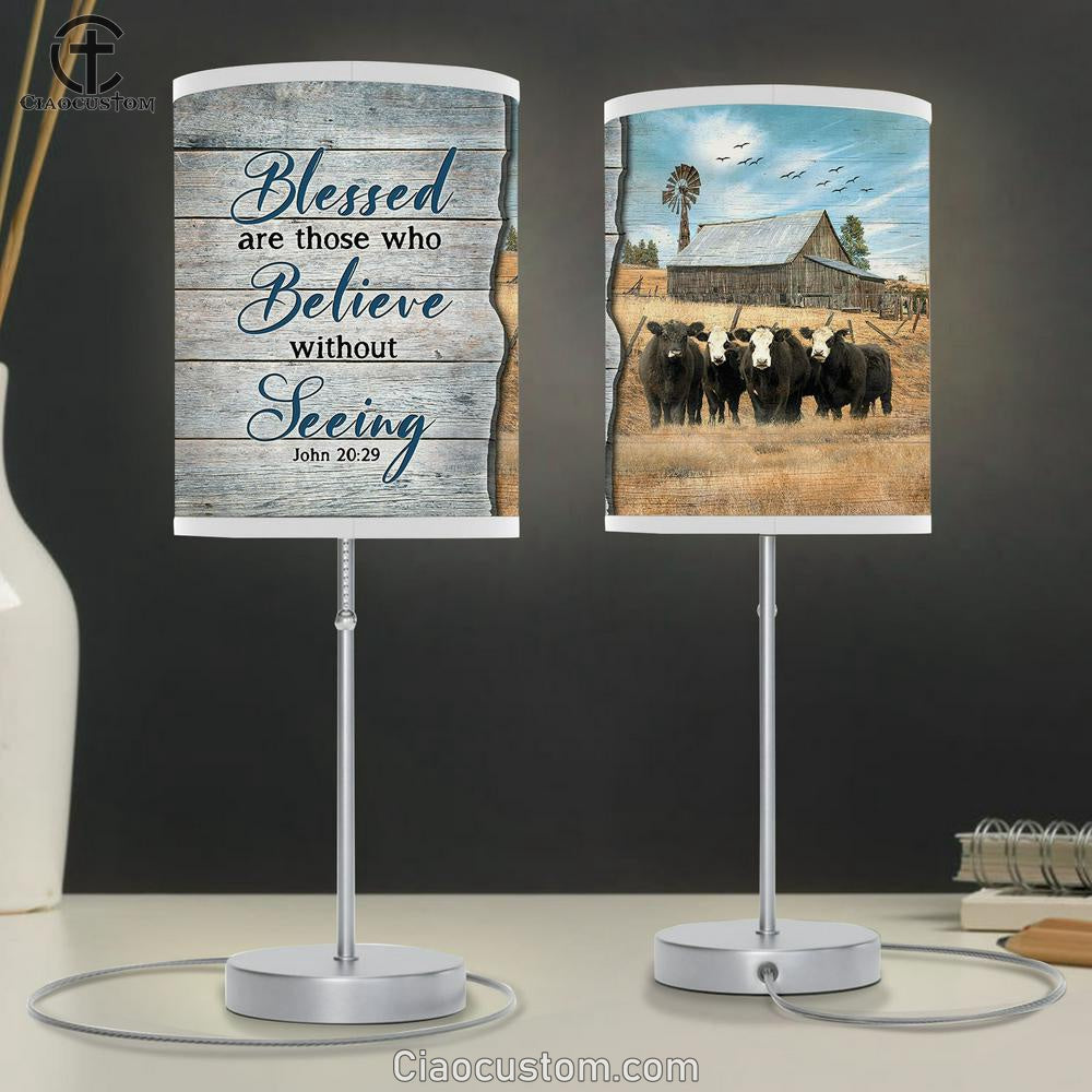 Black Cow Blessed Are Those Who Believe Without Seeing Lamp Art Table Lamp - Christian Lamp Art - Religious Art