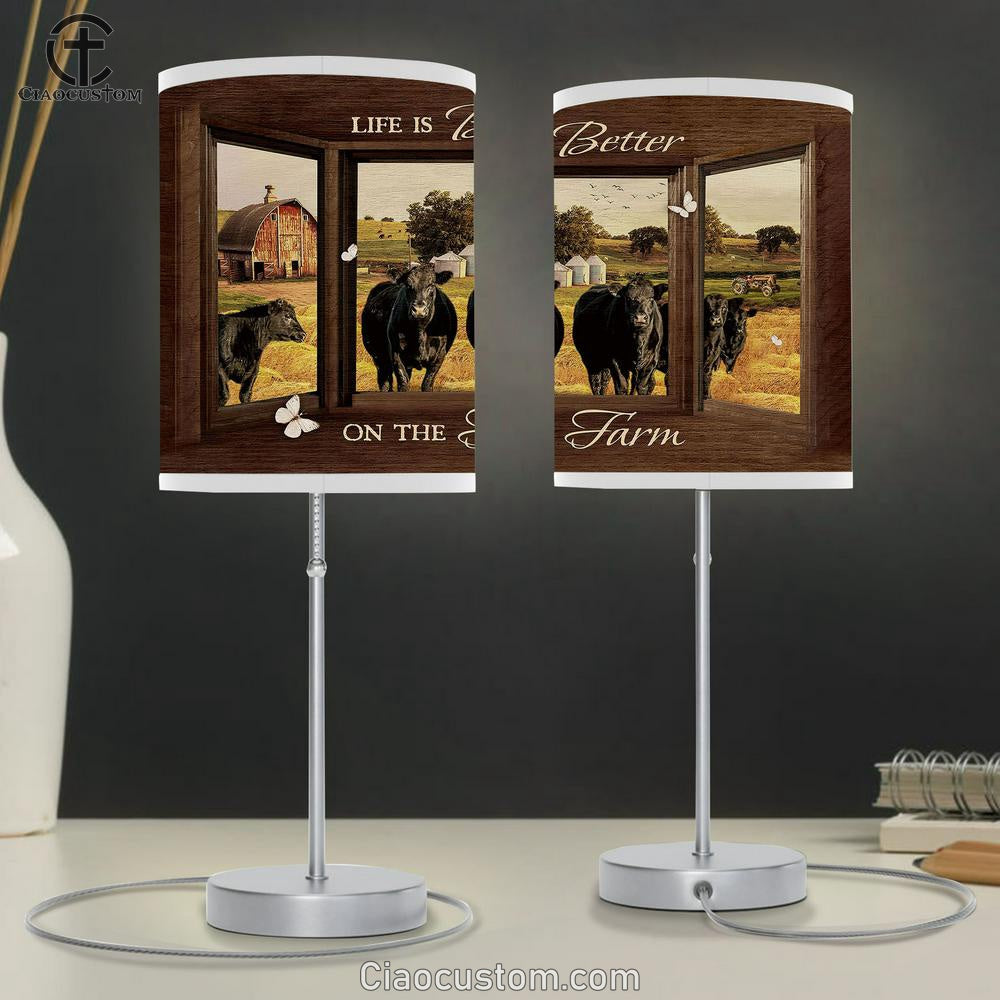 Black Cow Life Is Better On The Farm Lamp Art Table Lamp - Christian Lamp Art - Religious Art