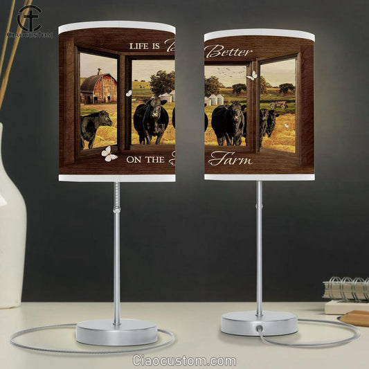 Black Cow Life Is Better On The Farm Lamp Art Table Lamp - Christian Lamp Art - Religious Art