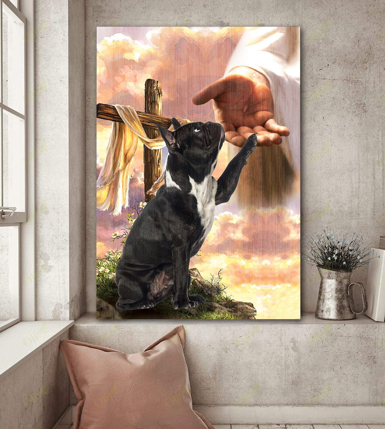 Black French Bulldog God Hand Canvas - Canvas Decor Ideas