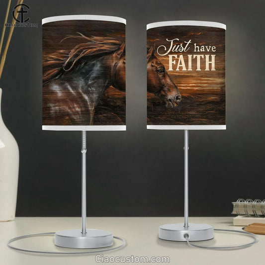 Black Horse Just Have Faith Lamp Art Table Lamp - Christian Lamp Art - Religious Art