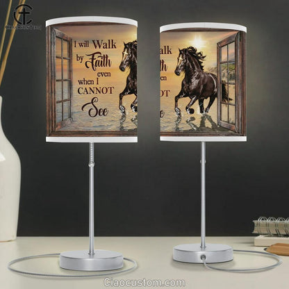 Black Horse, Pretty Sunset, I Will Walk By Faith Table Lamp